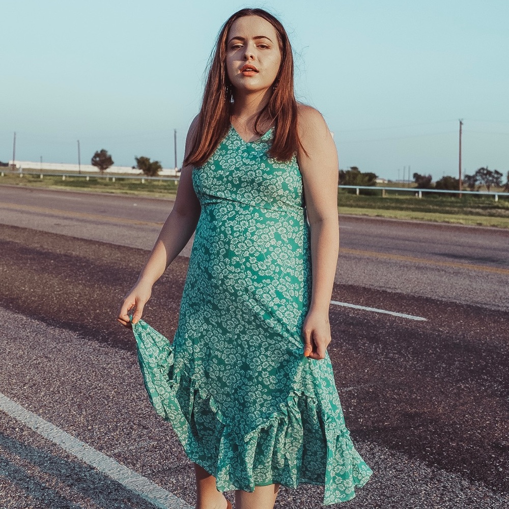 Lulus Floral green dress